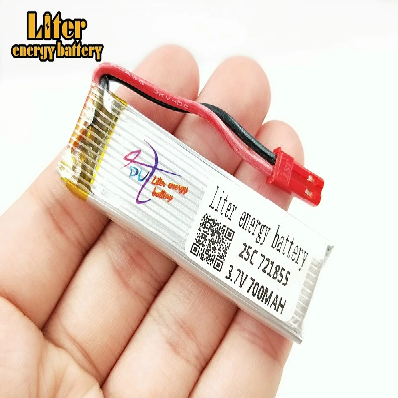 

10pcs /lot 3.7 V 700 mah Remote control plane 3.7 V lithium battery JST plug 721855 25c