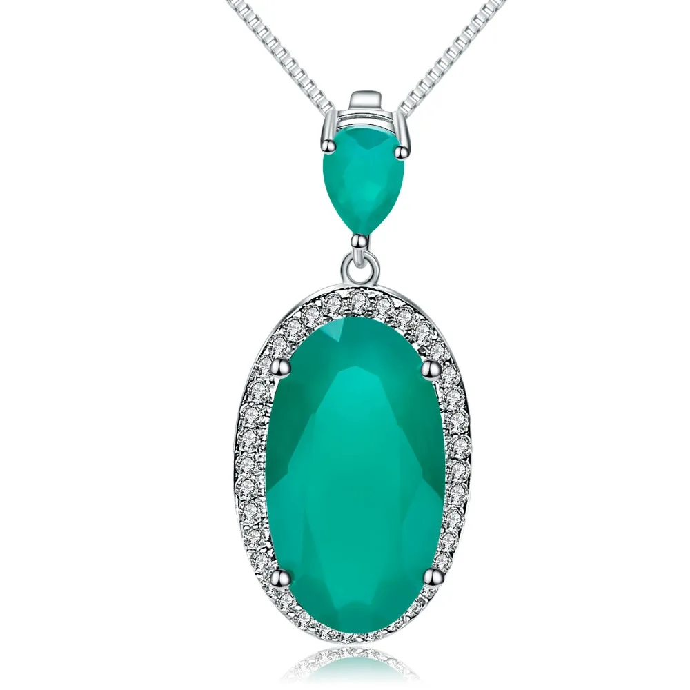 

Gem's Ballet 925 Sterling Silver 6.68Ct Natural Green Agate Gemstone Statement Pendant Necklace For Women Fine Jewelry