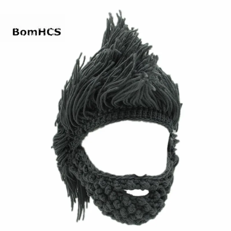 BomHCS Funny Party Mask Beanies Wig Beard Hats Hobo Mad Handmade Knit Warm Winter Caps Halloween Gift