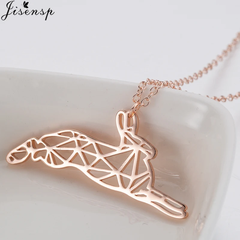 Jisensp Edelstahl Hirsch Kaninchen Anhänger Halskette Frauen Boho Schmuck niedlichen Stern Mond Kette Halsketten Collier Femme Großhandel