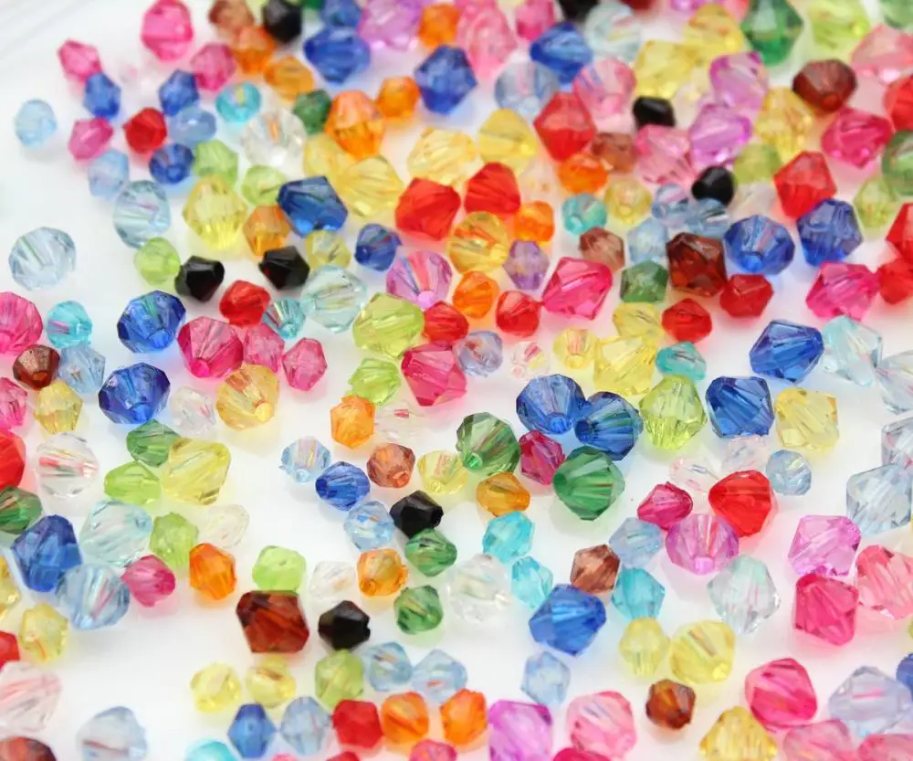 4000pcs of mix colors BULK - Acrylic Bicone Mix sizes from 4mm-8mm transparent bling beads D25