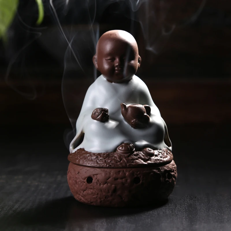 Zen tea blindly The young monk sweet fume furnace restoring ancient ways Your kiln porcelain teachers The little novice monk