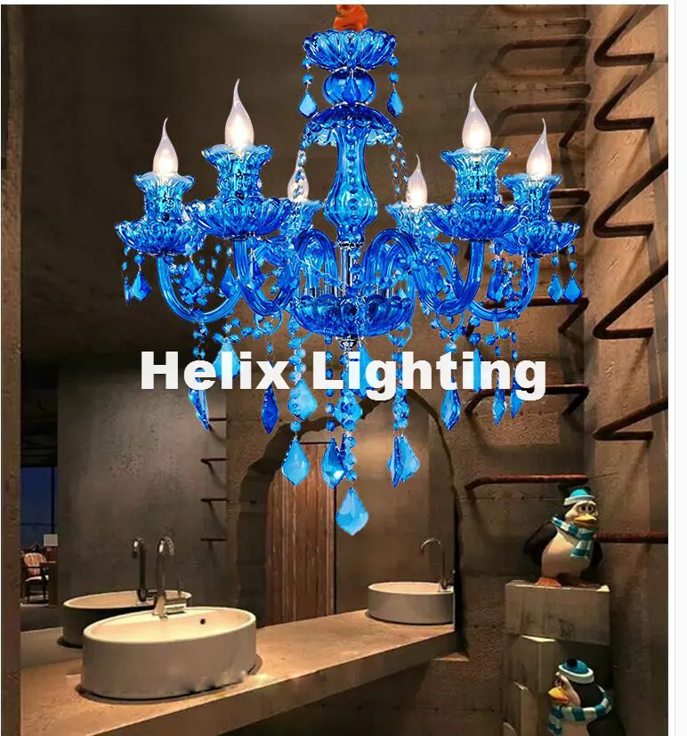 Modern Decora D60cm H55cm Candle BlueCrystal Chandelier Lamp Crystal European Lighting AC Guaranteed 100% Crystal Pendant Lamp