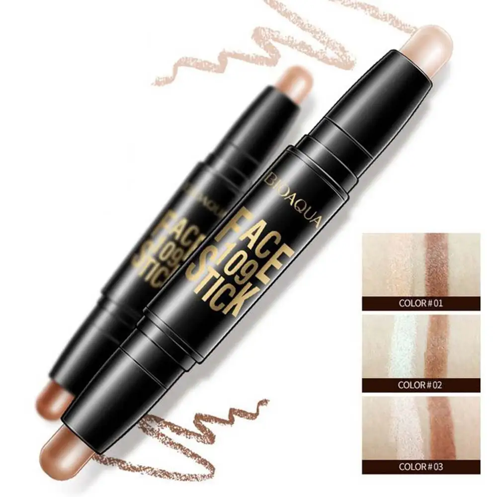 Dighealth 3D Double Head Highlighter Countour Stick Makeup Bronzer Face Concealer Pen Cosmetic Foundation Stick