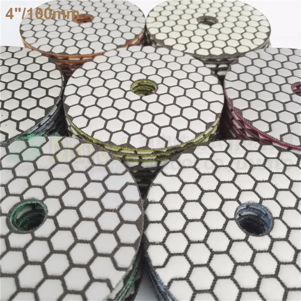 SHDIATOOL 10sets (7pcs/set) Dry Diamond Polishing Pads Dia100mm/4inches 70pcs Resin Bond Diamond Flexible Sanding Disk