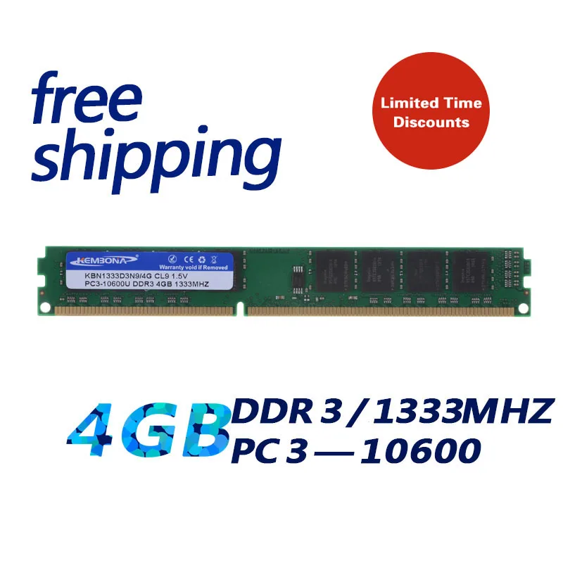 

KEMBONA Best Tested Desktop PC DDR3 4gb 1333mhz Ram Original Chipset PC Ram Memory Module for All Motherboard Free Shipping