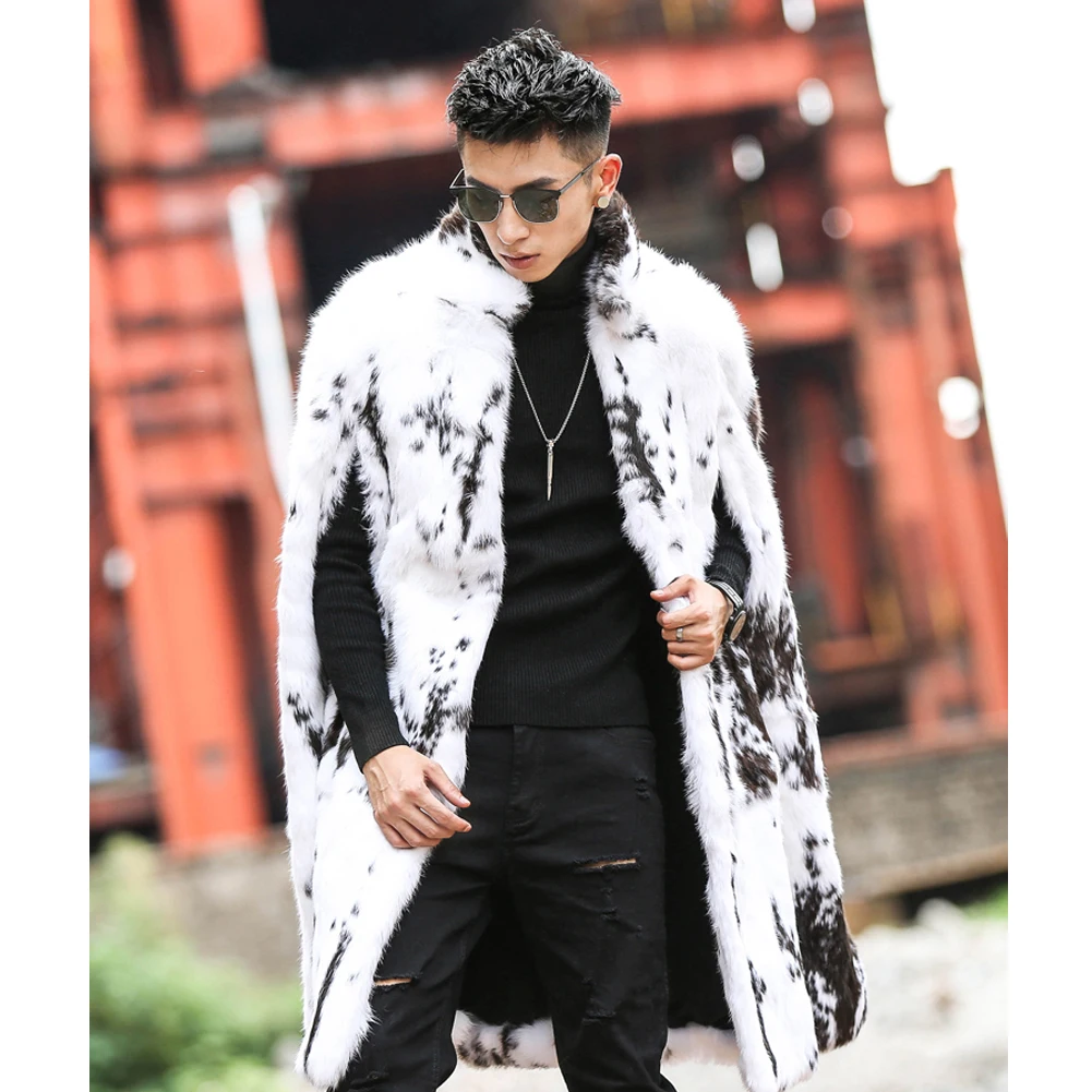 Men's Long Style Rabbit Fur Vest Men's Fur Coat Men's Winter Cape