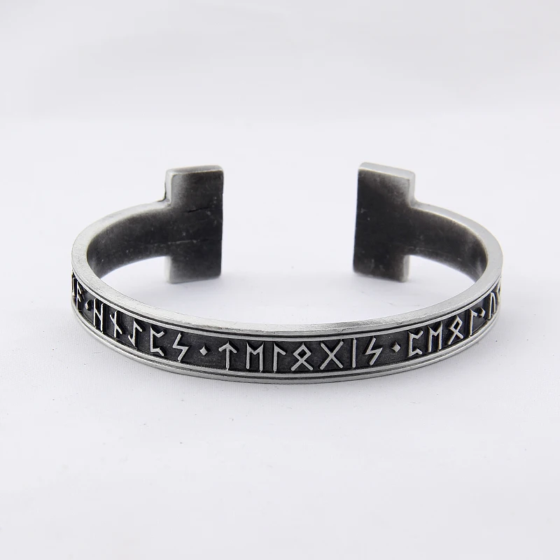 1pc Men\'s Handmade Nordic Rune Bangle Viking