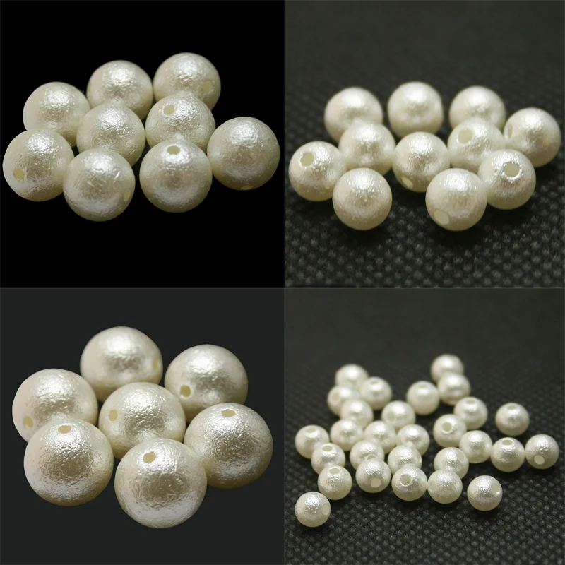 New Pick Size 4.6.8.10.12.14.16.18.20mm ABS White Imitation Pearl Beads Round Bead Wrinkled skin fit DIY Bracelet Making