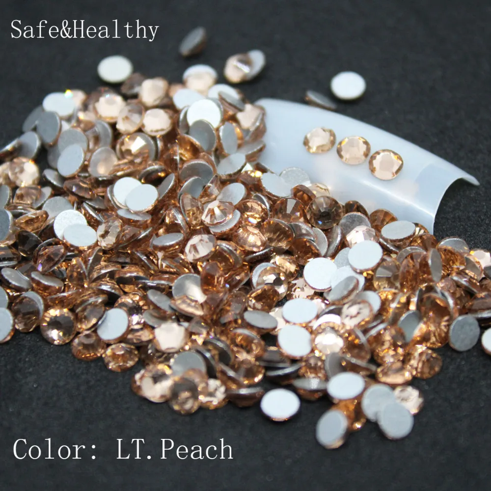 

SS6-SS10 LT. Peach Rhinestones Back Flat Round Nail Art Decorations And Stones Non Hotfix Rhinestones Crystals for DIY Glass