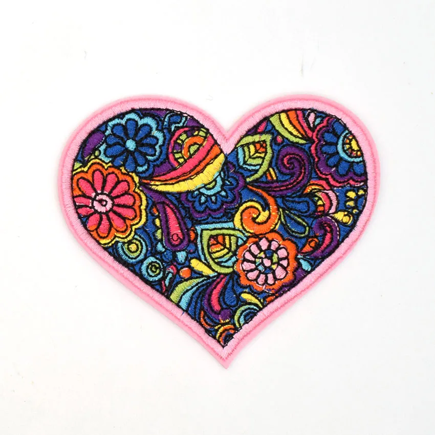 2018 Parches Patch Patches For Clothing 1pcs Rainbow Floral Peace Heart Love Applique Iron On Fabric Stickers Diy Accessories