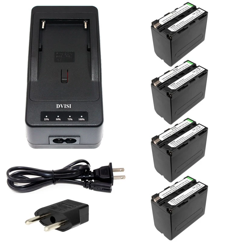 

4pcs NP-F970 F970 NP-F960 Rechargeable Battery+1Quick Rapid Charger for SONY MVC-FD90 FD91 FD92 HVR-HD1000 F975 F970 F960