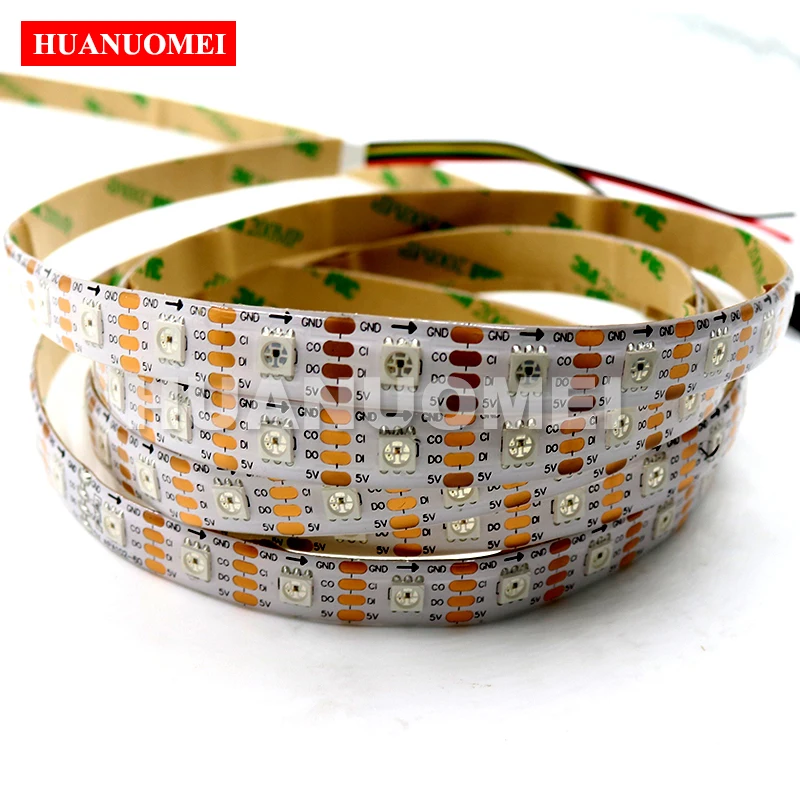 

5M Full Color IP65 Waterproof LED Strip Light Pixel APA102 60LEDs/m Digital RGB Strips 5V White Flexible PCB 5050 SMD LED Lights