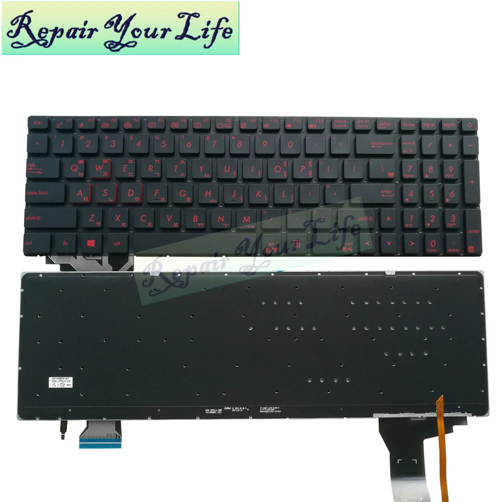 GL552V Laptop keyboard for ASUS GL552VL GL552VW GL552VX GL552JX KR Korean black with red keys backlight New 0KNB0-662GKO00