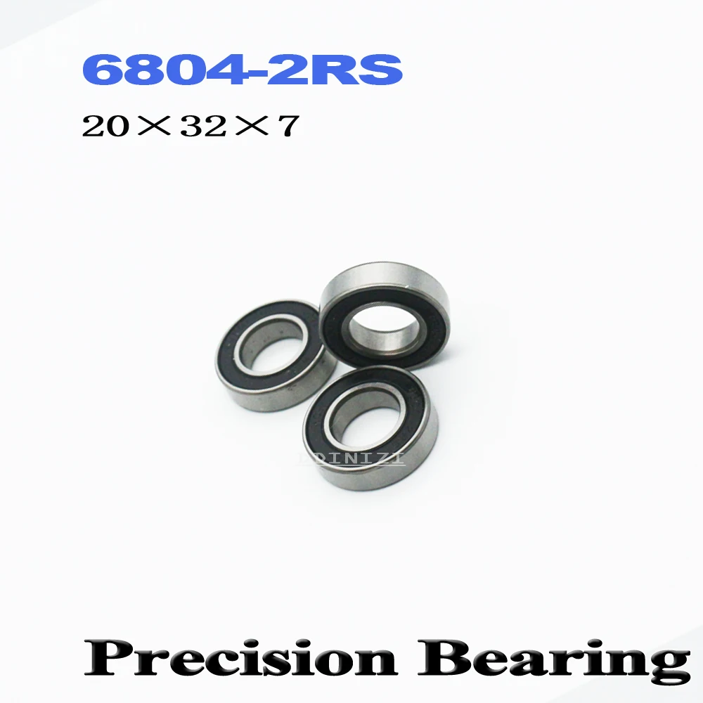 

6804 2RS Bearing 20*32*7 mm ABEC-1 Metric Thin Section 61804RS 6804 RS Ball Bearings 6804RS (10 PCS)