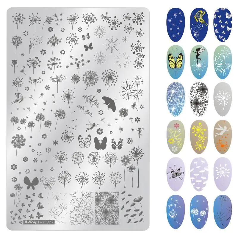 

Rectangle Nail Stamping Plates Flower Pattern Nail Art Stamp Stamping Template Image Plate Stencils