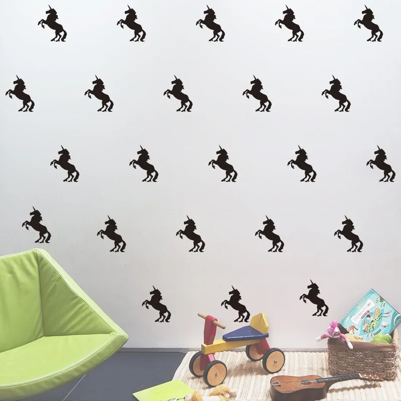 16pcs/set Cartoon Animal Unicorn Polka Circle Dots Wall Sticker For Kids Rooms Vinyl Decals Home Decor Stars Art Mural Poster