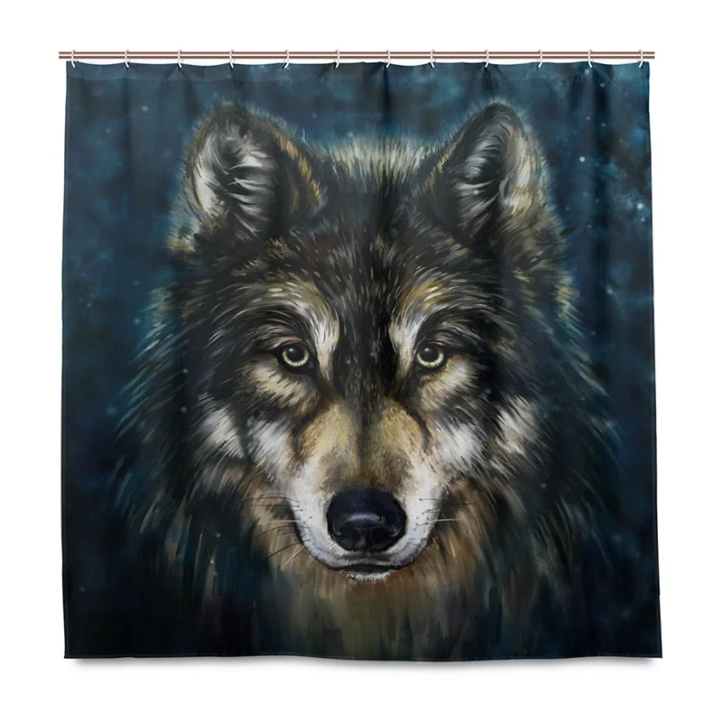 Customized Wolf Shower Curtain 3D Vivid Animal Waterproof Curtain for Bathroom Decor With Hooks 180x180cm rideau de douche