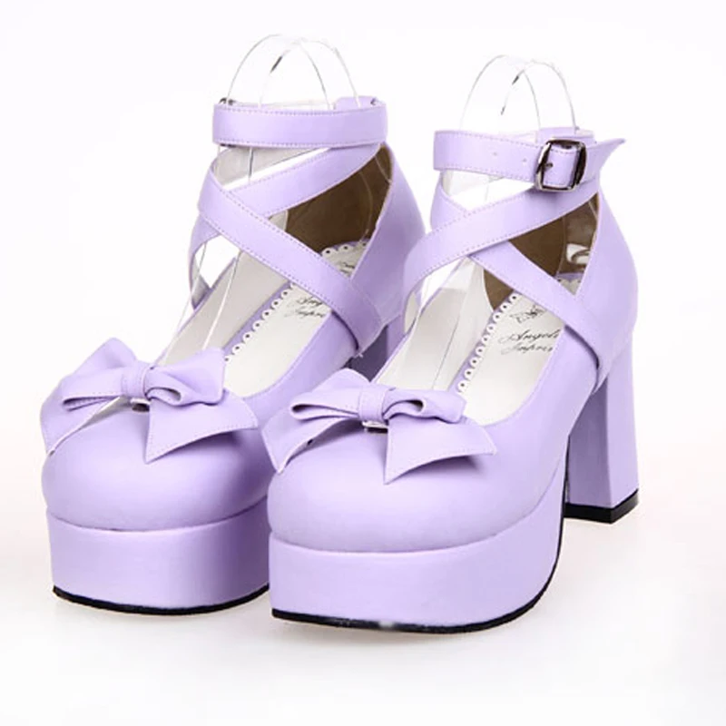 Scarpe da donna Lolita Cosplay Anime primavera scarpe con tacco da donna scarpe con tacco dolce in pelle con tacco alto