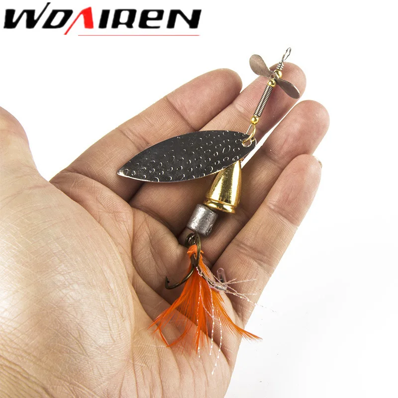 1Pcs 4 size Fishing Lure Hook Spinner Spoon Lures Rotating metal sequins bait Hooks Peche Jig Anzuelos De Pesca WD-223