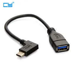 10cm 90 Degree Right Angled USB-C USB 3.1 Type C Male to A Female OTG Data Cable for Tablet Mobile Phone