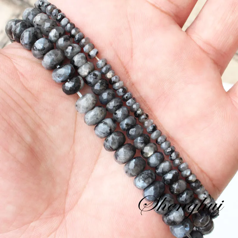 

Mini.order is $7!2x4mm 4x6mm 5x8mm Natural Faceted Black labradorite Stone Rondelle Abacus DIY Loose Beads 15"