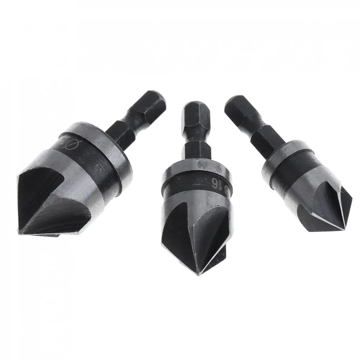 3 개/몫 5 플룻 90도 HCS 육각 12-19mm 모따기 커터 카운터 싱크 목공