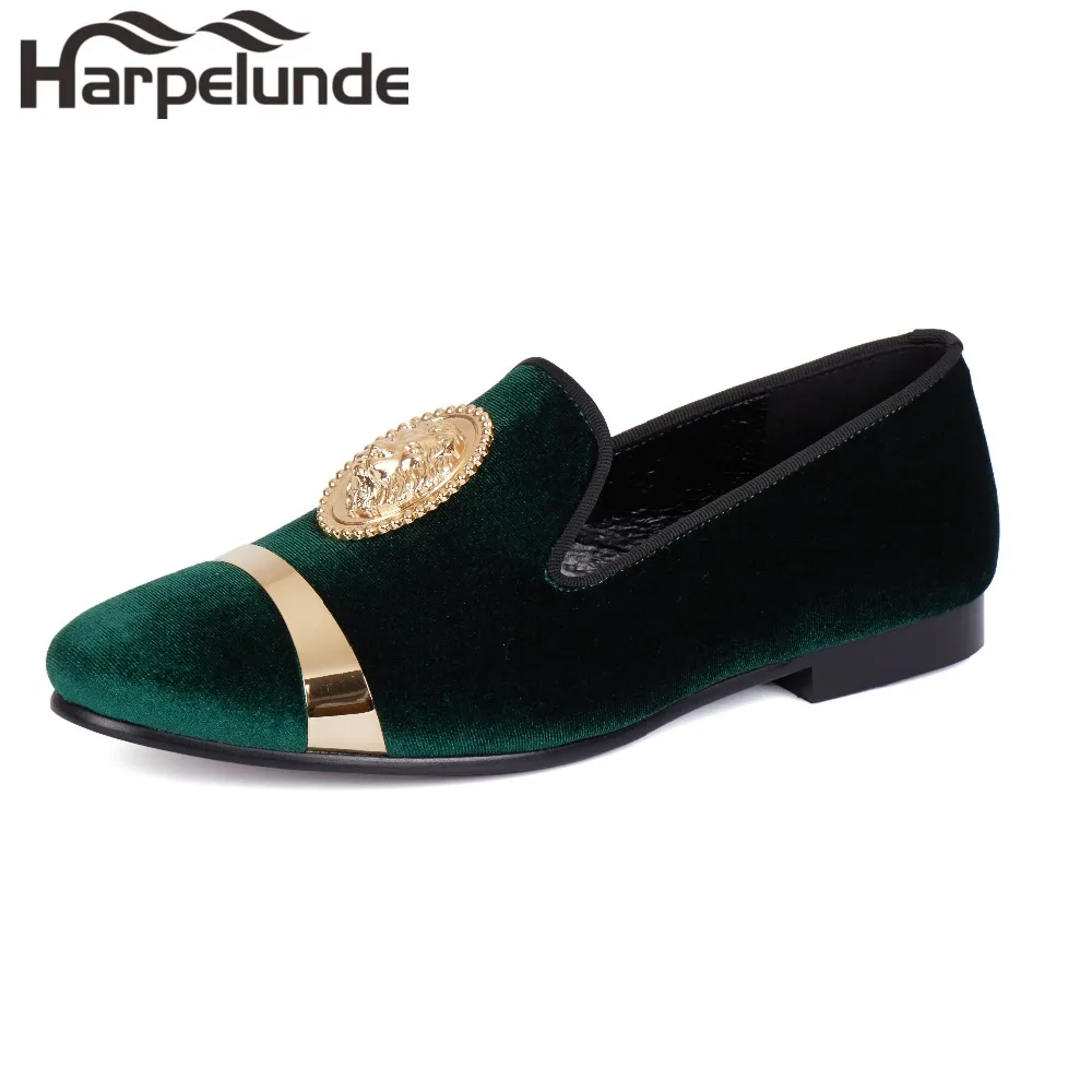 

Harpelunde Slip On Dress Wedding Shoes Green Velvet Loafers Men Flats Size 6-14