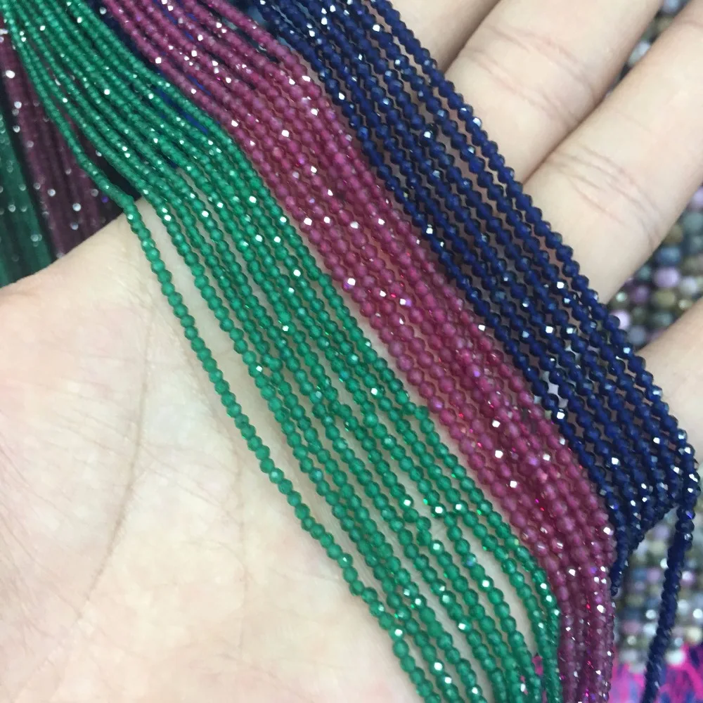 2mm Natural Rubys Sapphires Emeralds Stone Beads Faceted Red Blue Green Gem Stone Beads For DIY Jewelry Necklace Bracelet Making