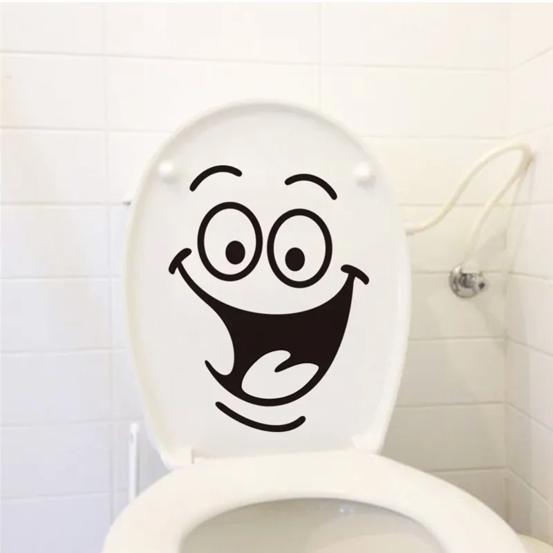 Smile face Toilet stickers diy personalized furniture decoration wall decals fridge washing machine sticker Bathroom Car Gift