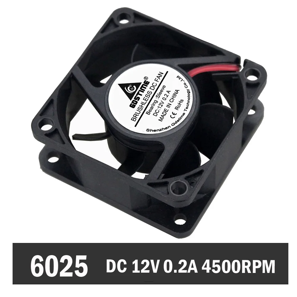 

2pcs Gdstime 60mm PC CPU Cooling Fan 12V 2 Pin Computer Case Cooler 6025 60x60x25mm