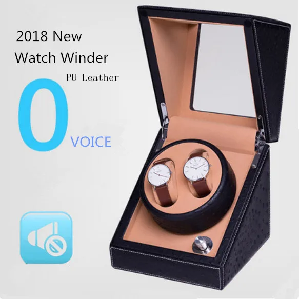 

2018 2 Slots PU Leather Watch Winder Fashion Mechanical Watch Watch Gift Winders Black Mens Watch Boxes