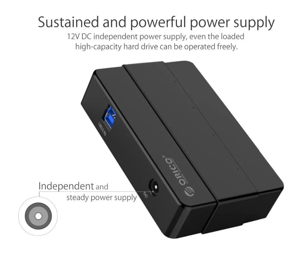 ORICO – HUB USB 3.0 à 4 Ports, 5 Gbps, répartiteur USB Portable Super rapide avec adaptateur d'alimentation 12V pour ordinateur Portable, accessoires de bureau