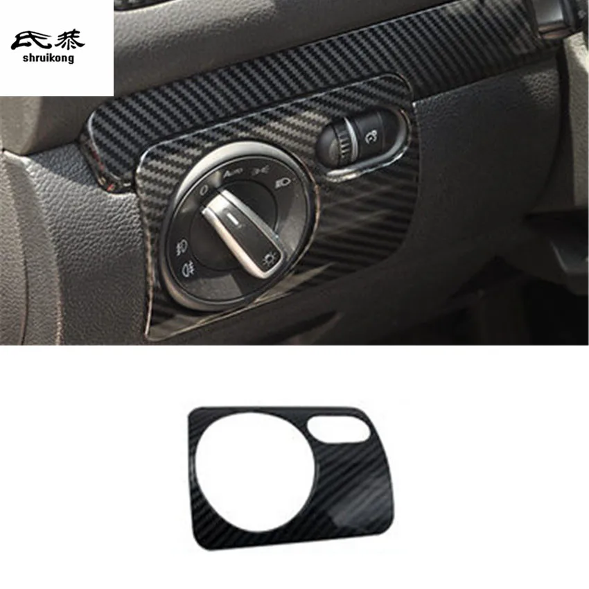 1PC Car Stickers ABS Carbon Fiber Grain Headlight Adjustment Switch Decoration Cover for 2009-2013 Volkswagen VW Golf 6 MK6