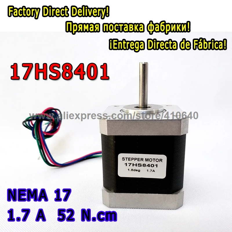 

Шаговый двигатель Nema17 17HS8401 L48 mm 1.8deg 1,7 A 52N.cm 4-проводной шаговый двигатель для 3D-принтера или 3d-робота, 1 шт.