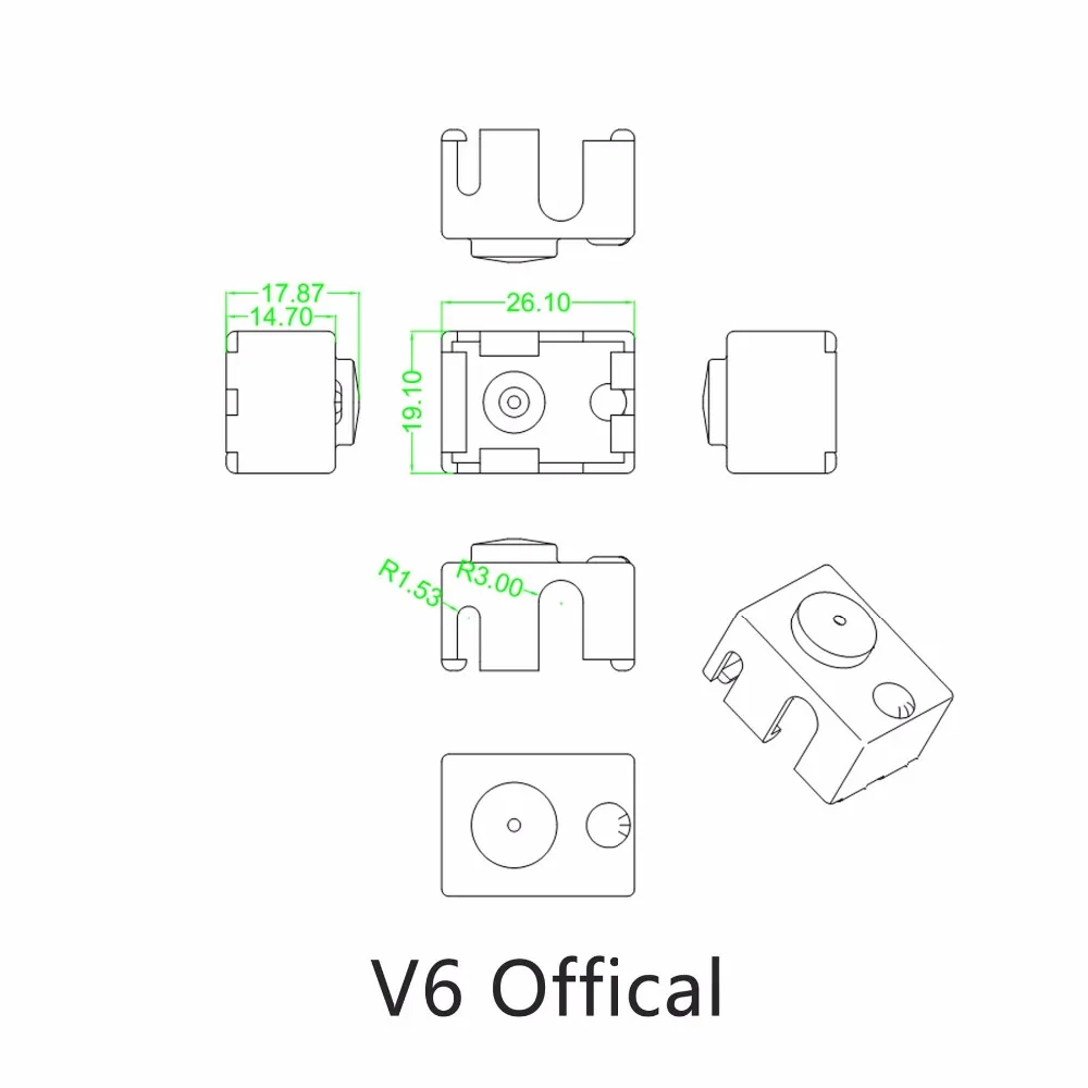 1 шт. V6 силиконовый чехол для 3D-принтера поддержка V6 PT100 Оригинальный J-head Hotend 1,75/3,0 мм подогреваемый блок экструдер для 3D-принтера