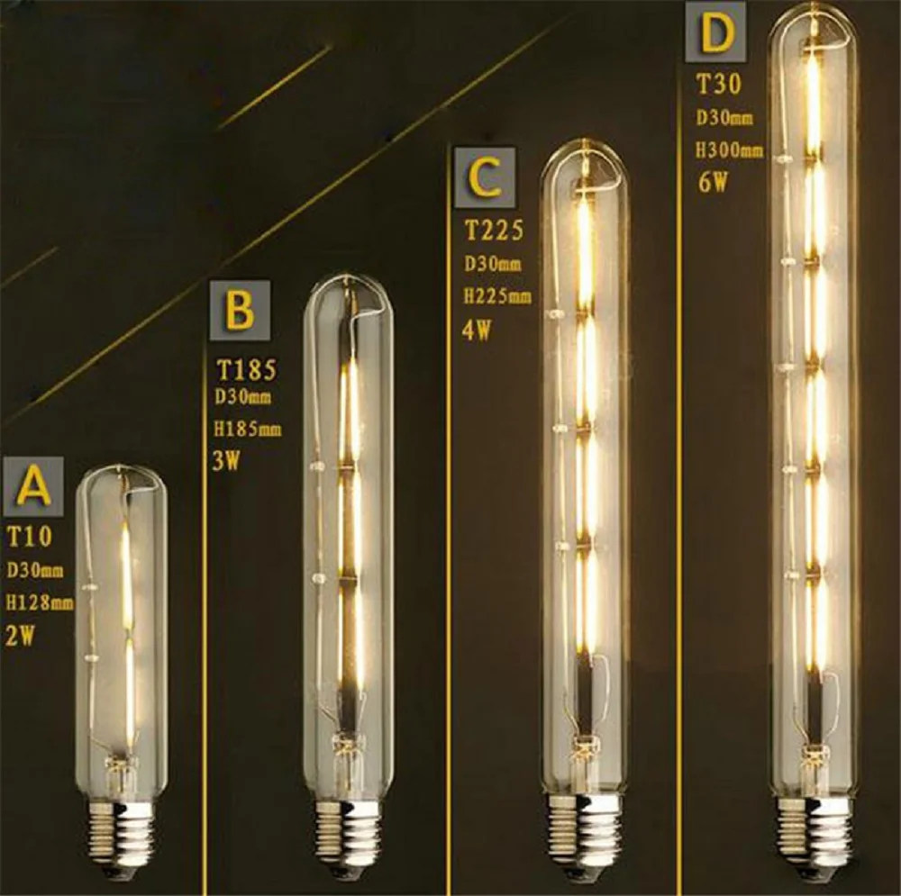 2700K LED filament Bulb T185 T225 T300 2W 4W 6W leds edison bulbs long test tube retro lamp linear vintage led bulb