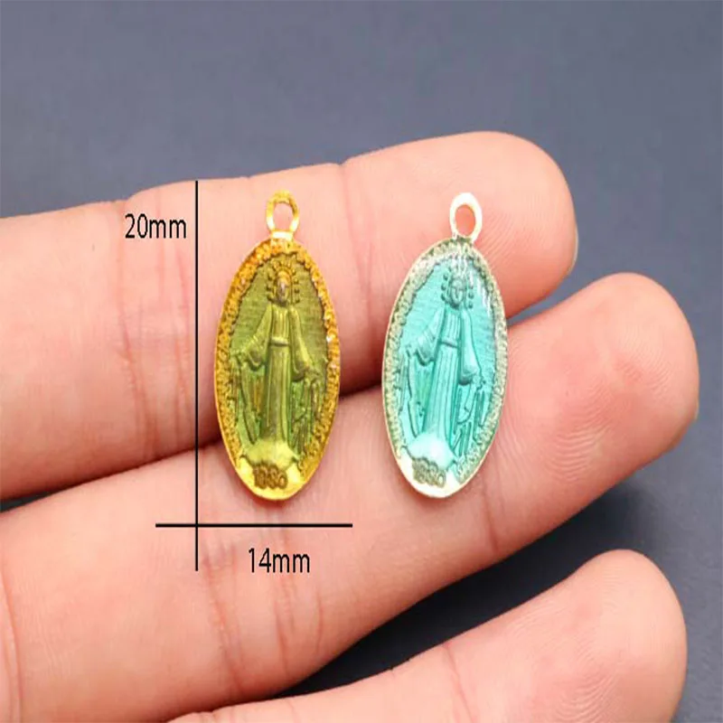 Catholic Virgin Mary Blue Virgin Mary Mini Medal. Charm of the Virgin Mary Blue Medal