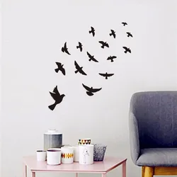 Adhesivo de pared de pájaros voladores negros para habitaciones de niños, pegatinas de vinilo DIY, Mural, arte, calcomanía, decoración del hogar y habitación