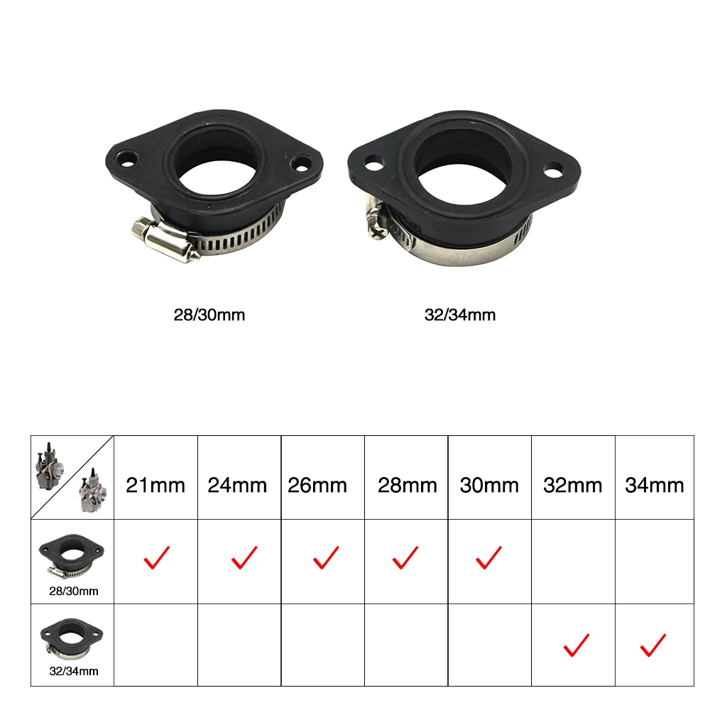 ZSDTRP Motorcycle Carburetor Adapter Inlet Intake Pipe Rubber Mat Fit on PWK 28/30mm 32/34mm Carburetor UTV ATV Pit Dirt Bike