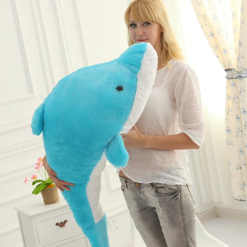 Promotion Large Lovers Dolphins Plush Toy Kawaii Animals Doll Cute Doll Pillow Girl Birthday Gift 55inch 140cm