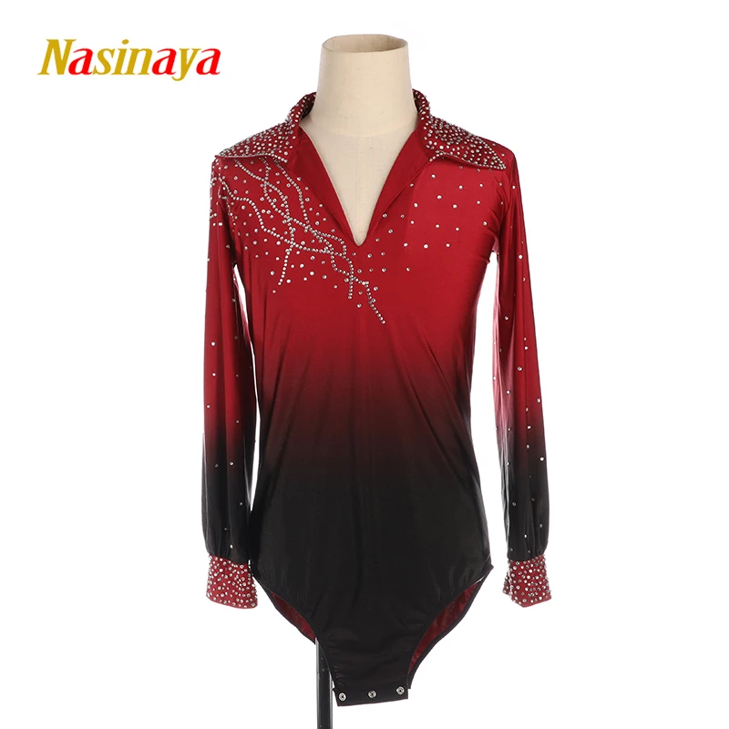 Nasinaya Boys\' Figure Skating Competition Performance Costume Leotard Children\'s Rhythmic Gymnastics Dance Black Red