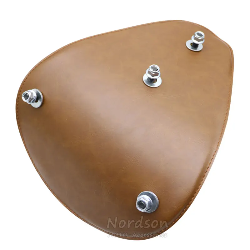 Soporte de montaje de resorte redondo de asiento individual de cuero marrón para Harley 48 Sportster 883 1200 XL Bobber