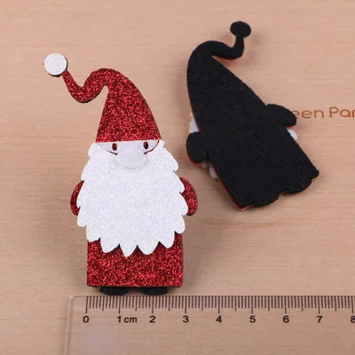 Free Shipping 20pcs Glitter Non Woven Crochet Felt Bling Christmas Santa Clause Button Stickers Girl Headband hair Bow Center