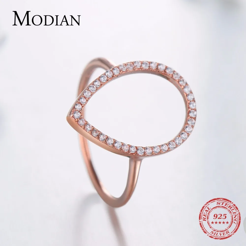 Modian-anillo clásico de gota de agua de pera de Instagram para mujer, joyería de compromiso brillante, anillos de plata de ley 100% 925, nueva moda