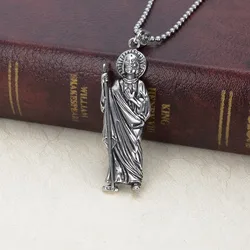 Silver color Men's Stainless Steel St Jude  Saints Apostle of Jesus Pendant