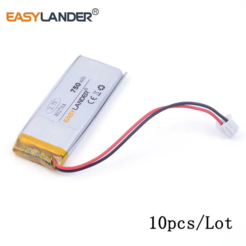 10pcs/Lot 3.7V XHR-2P 2.54 750mAh 402764 Rechargeable Lithium Li-ion Polymer Battery