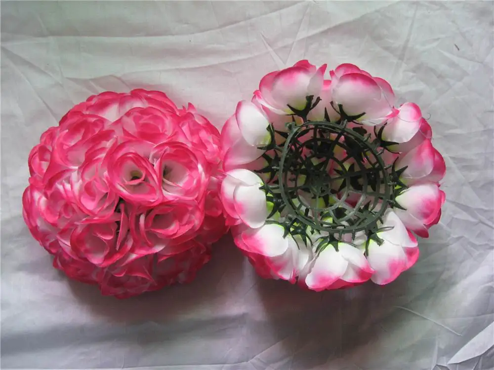 SPR Hot sales! wedding kissing flower ball,baby-pink 15cm rose wedding plastic inner flower ball decoration