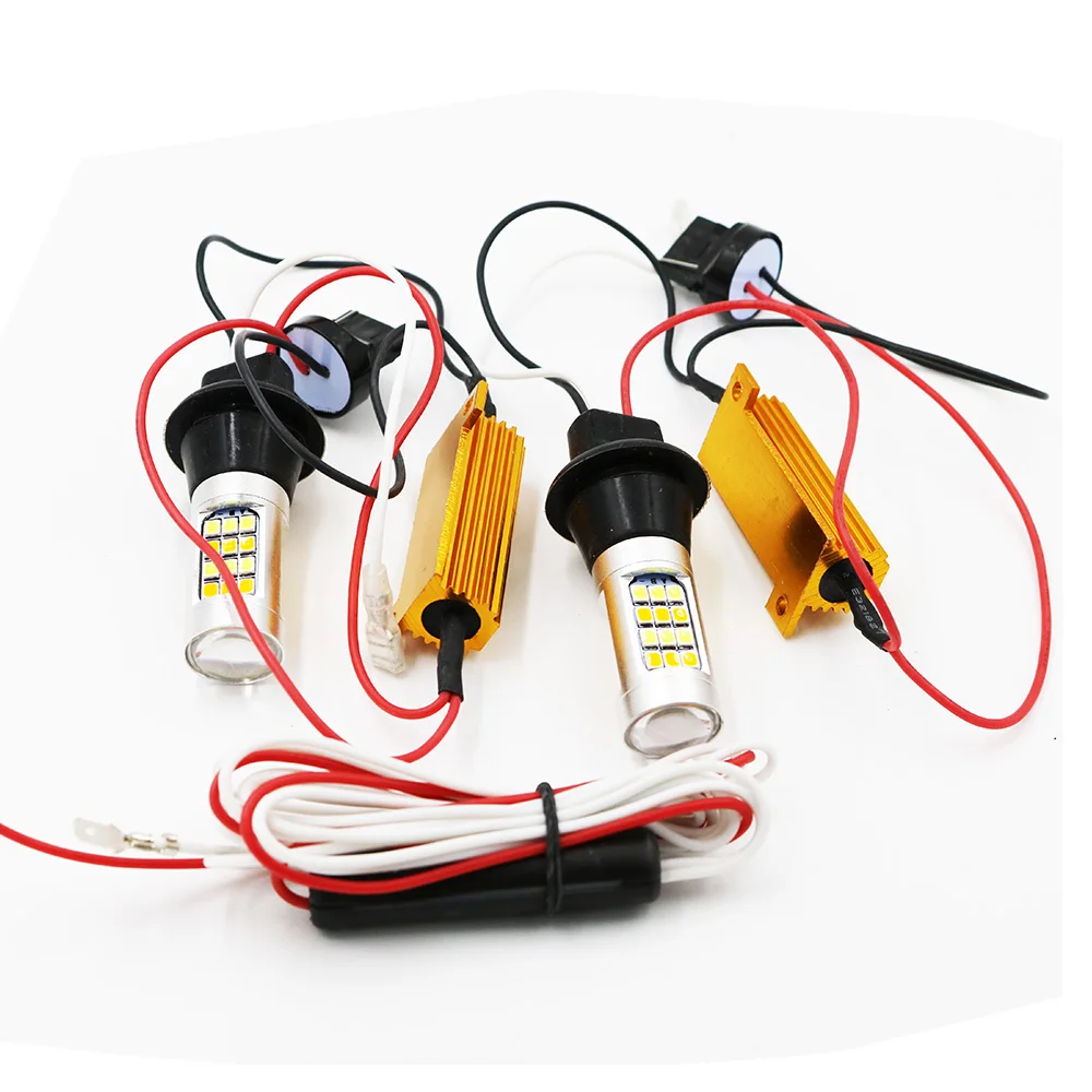 2x T20 7440 50W 2835 42SMD Error Free Canbus LED DRL Daytime Running Lights & Front Turn Signals All in One T20 7440 Turn Light
