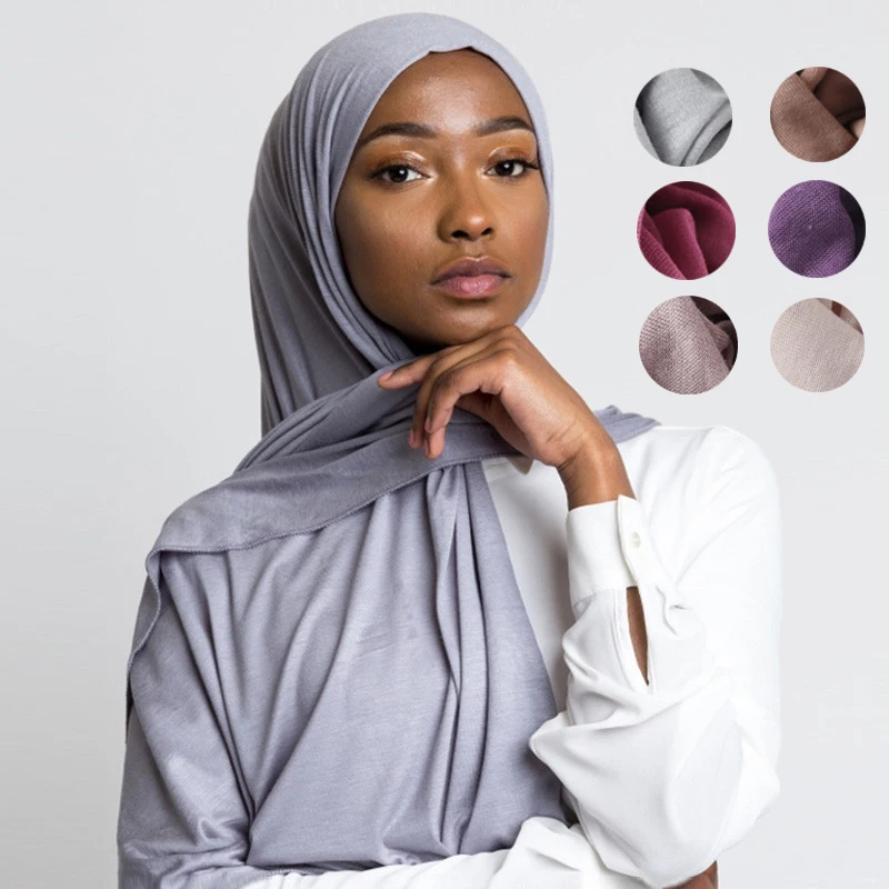 One Piece Muslim Jersey Hijab For Women Breathable Plain Islamic Shawls Soild Color Head Scarf 70x160 CM